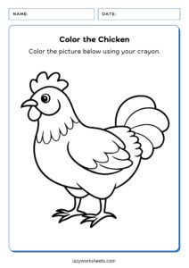Color the Chicken Worksheet - Lazy Worksheets