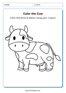 Color the Cow Worksheet - Lazy Worksheets