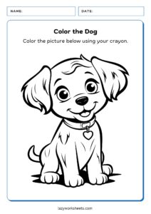 Color the Dog Worksheet - Lazy Worksheets