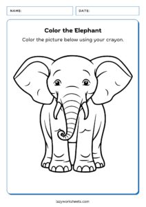 Color the Elephant Worksheet - Lazy Worksheets