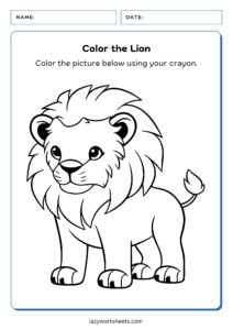Color the Lion Worksheet - Lazy Worksheets