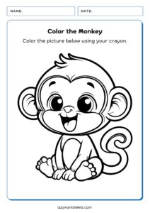 Color the Monkey Worksheet - Lazy Worksheets