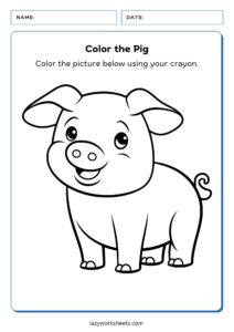 Color the Pig Worksheet - Lazy Worksheets
