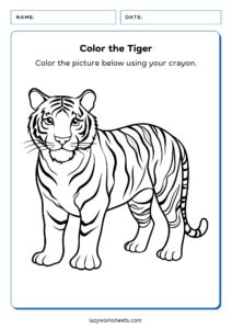Color the Tiger Worksheet - Lazy Worksheets