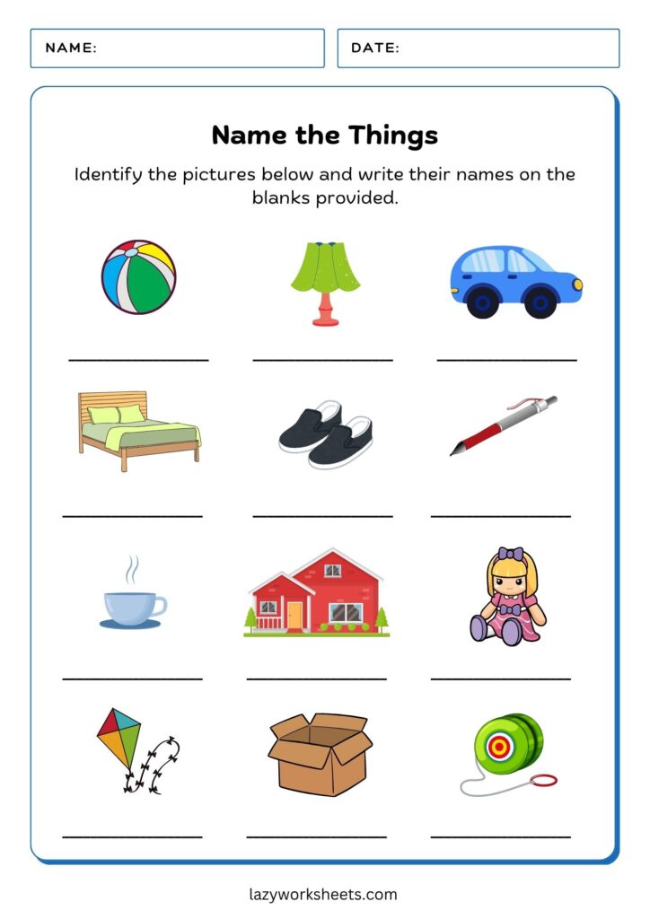 Name the Things Worksheet - Lazy Worksheets