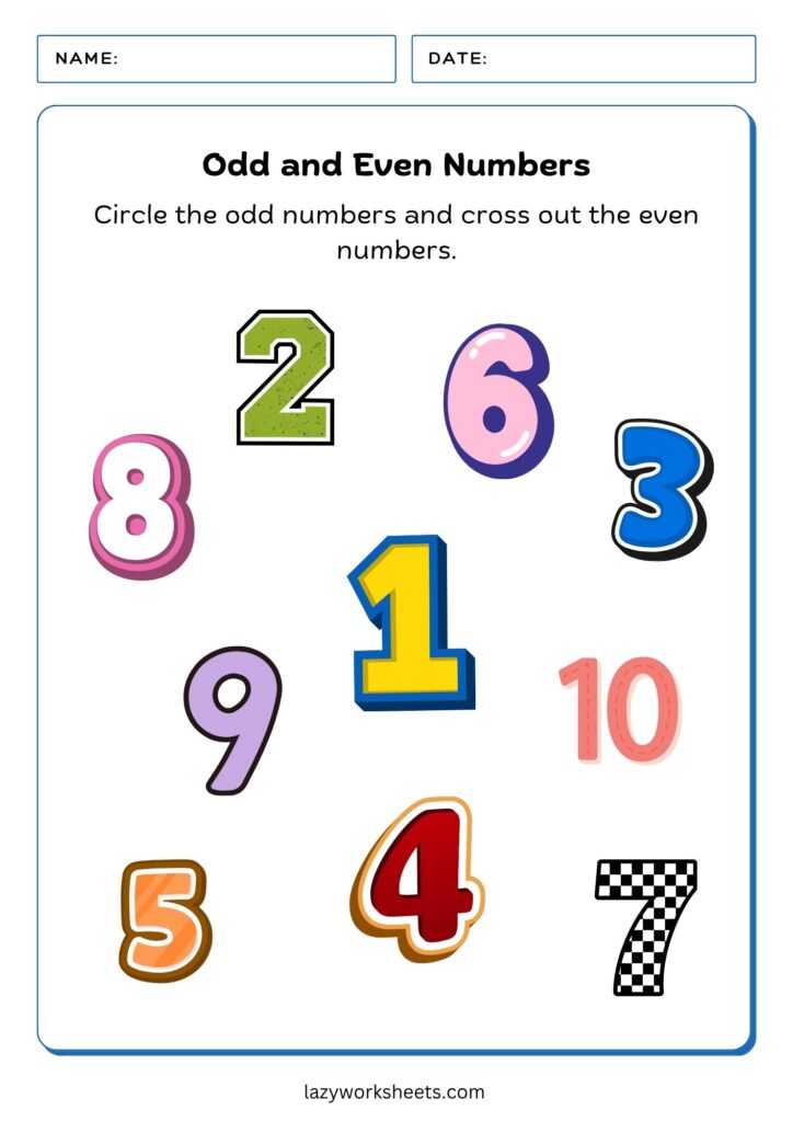 Odd and Even Numbers Worksheet 1