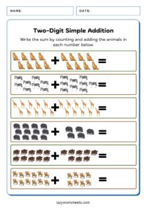 Simple Addition Worksheet For Kids 2 - Lazy Worksheets