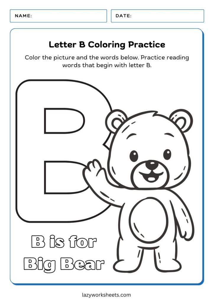 Letter B Practice Worksheet - Lazy Worksheets (4)