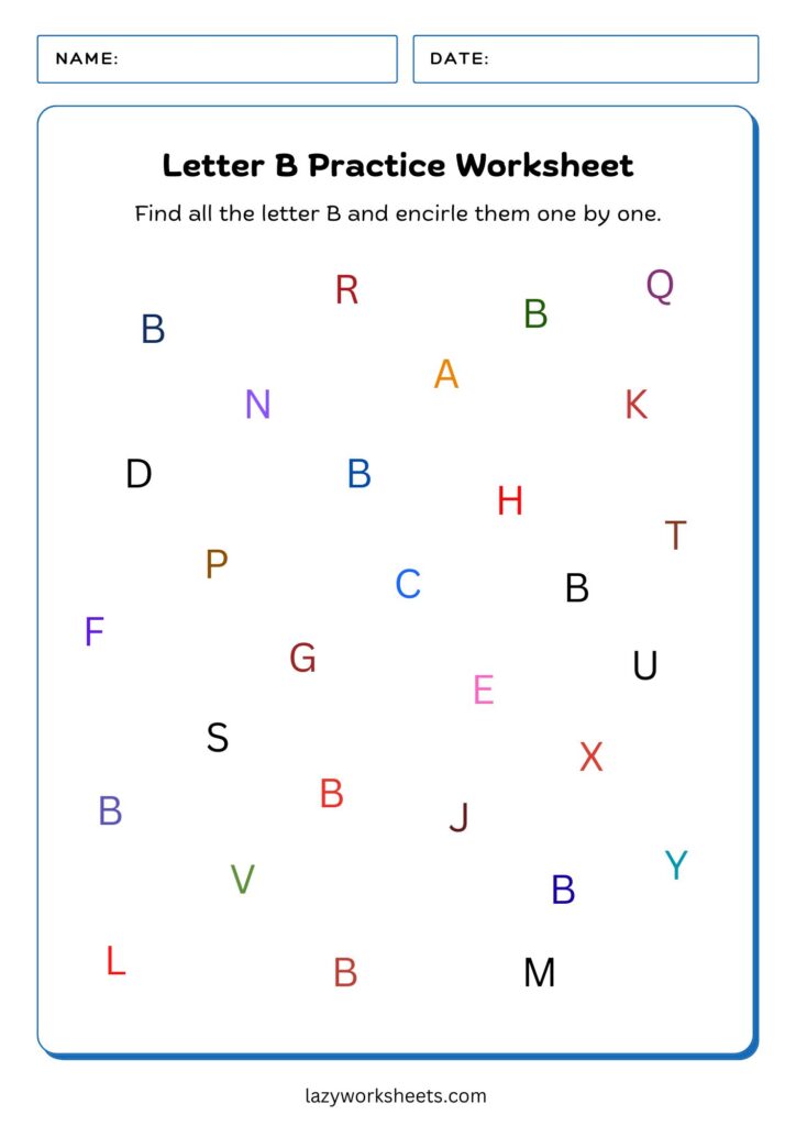 Letter B Practice Worksheet - Lazy Worksheets