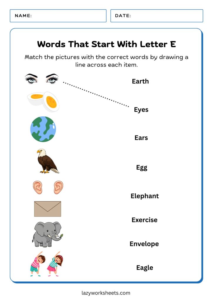 Letter E Practice Worksheet - Lazy Worksheets (3)