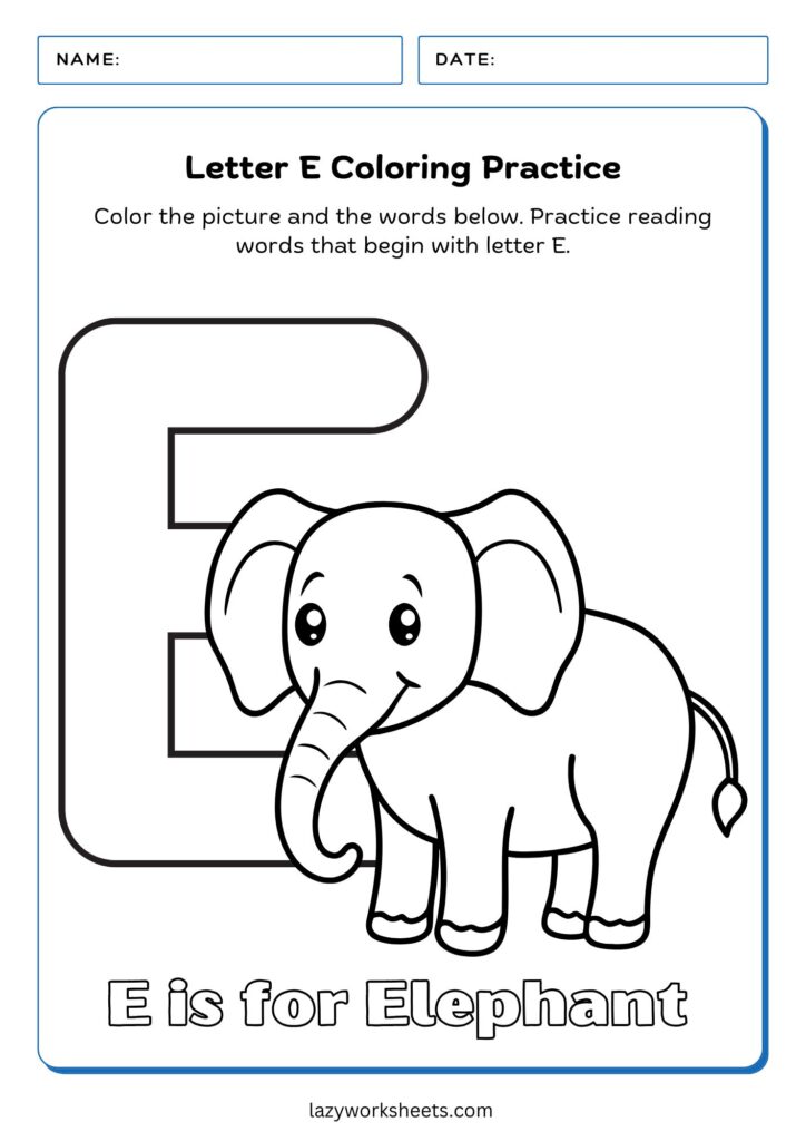 Letter E Practice Worksheet - Lazy Worksheets (4)