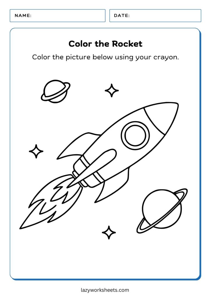 Color the Rocket Worksheet - Lazy Worksheets