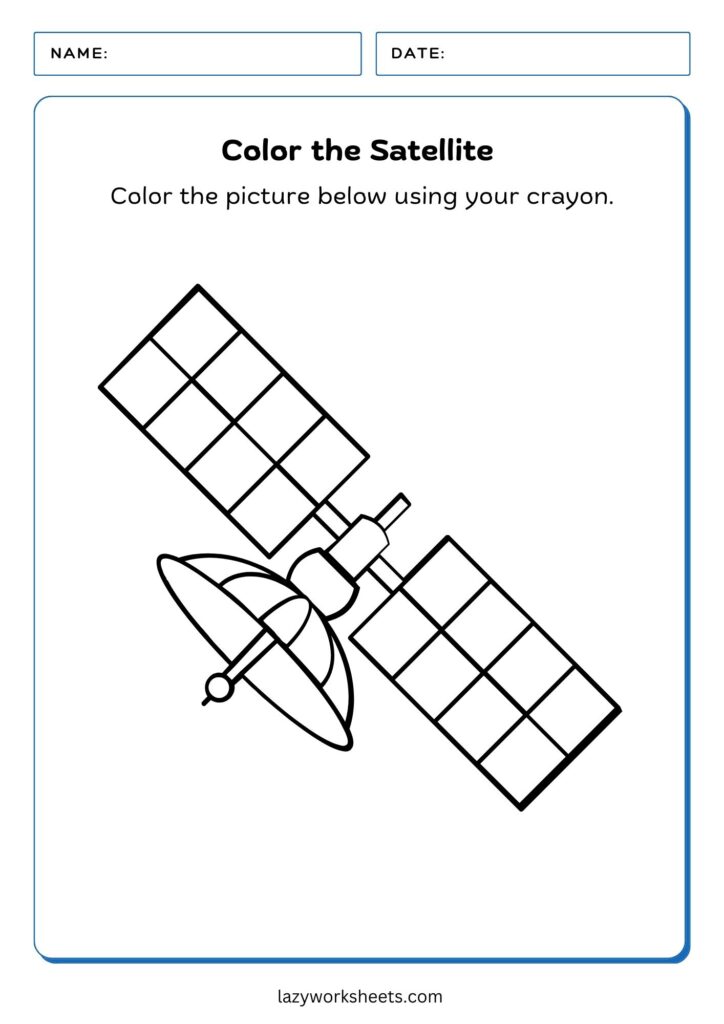 Color the Satellite Worksheet - Lazy Worksheets
