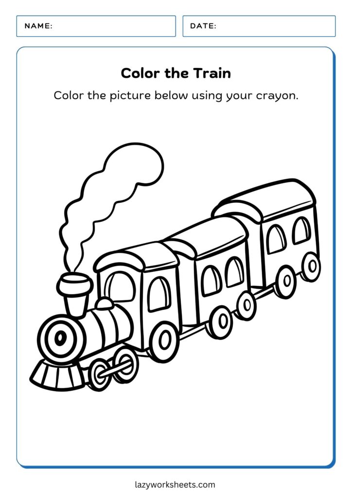 Color the Train Worksheet - Lazy Worksheets