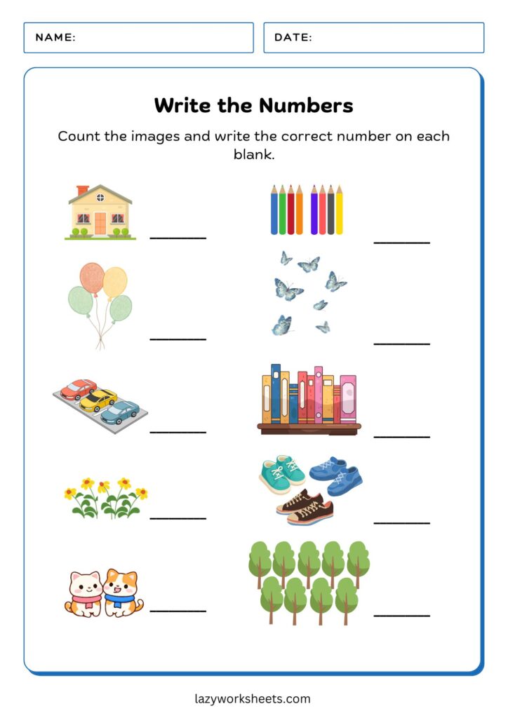 Write the Numbers on the Blank Worksheet - Lazy Worksheets