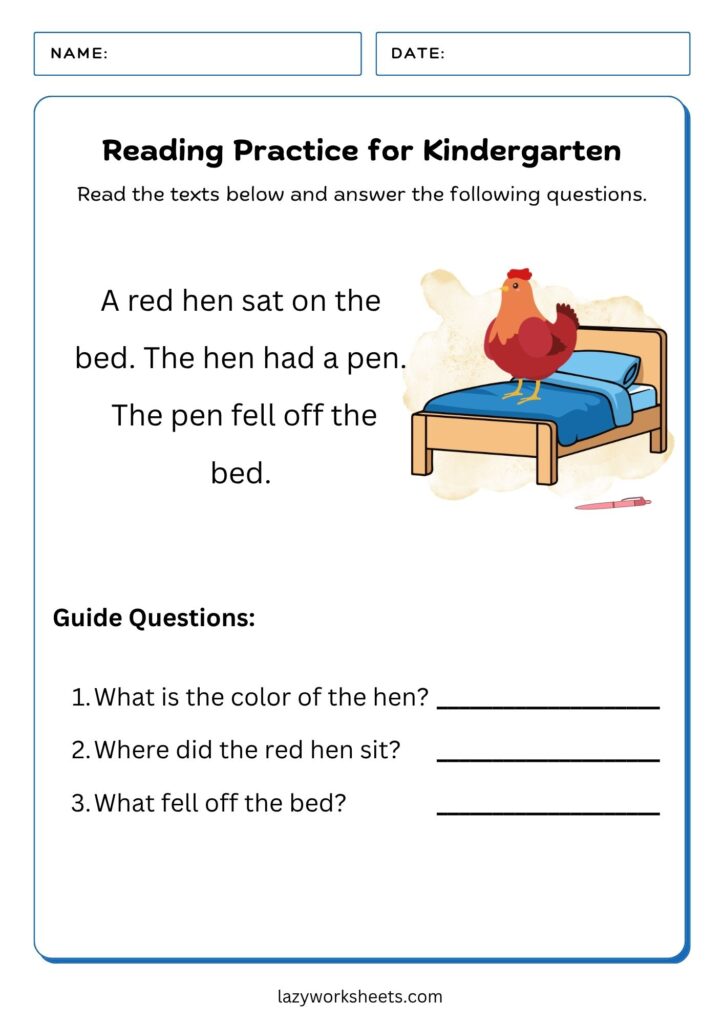 Reading Practice for Kindergarten Worksheet 2 - Lazy Worksheets