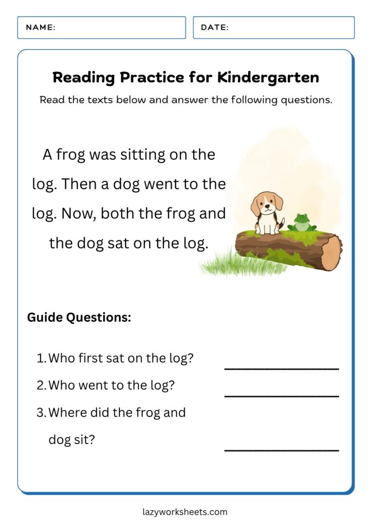 Reading Practice for Kindergarten Worksheet 4 - Lazy Worksheets