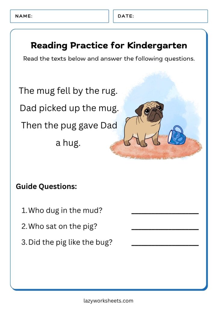 Reading Practice for Kindergarten Worksheet 5 - Lazy Worksheets